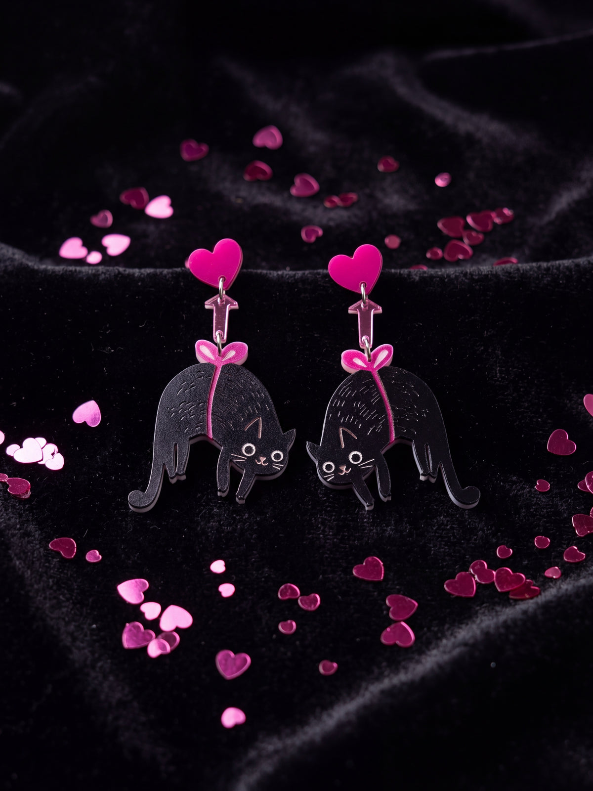 Black kitty earrings