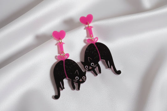 Black kitty earrings