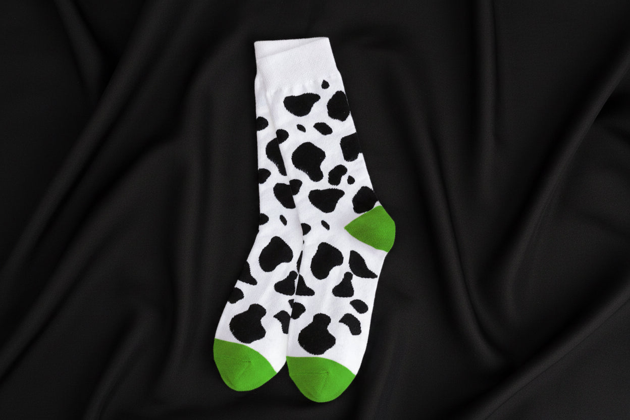 Cow printed socks green